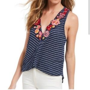 Free People Frida Sleeveless Floral Striped Top